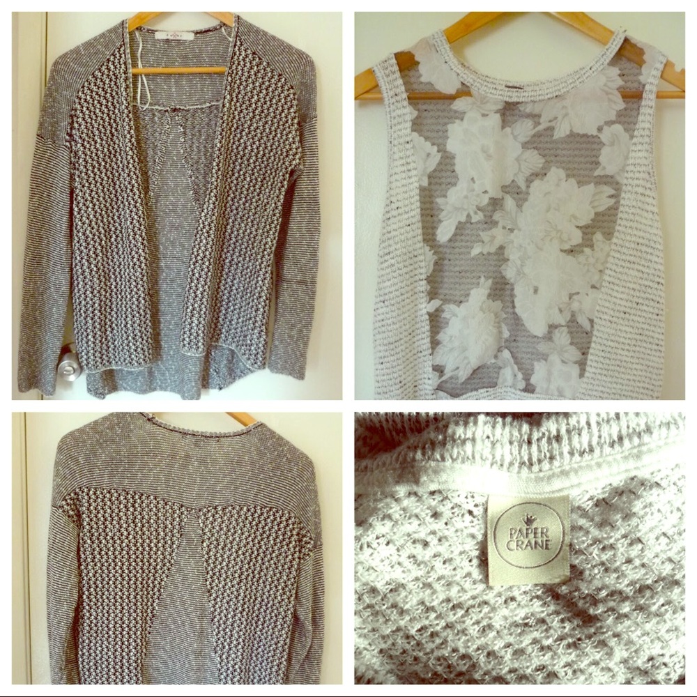 Knit Cardigan & Knit-Lace Tank